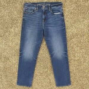 American Eagle Jeans Mens 32x31 Dark Wash Relaxed Straight Leg 100% Cotton Denim
